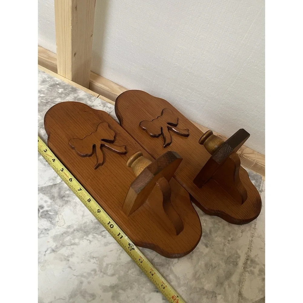 Vintage Bow Wooden Wall Sconce Candle Holder Set Of 2 Cottage Core Decor